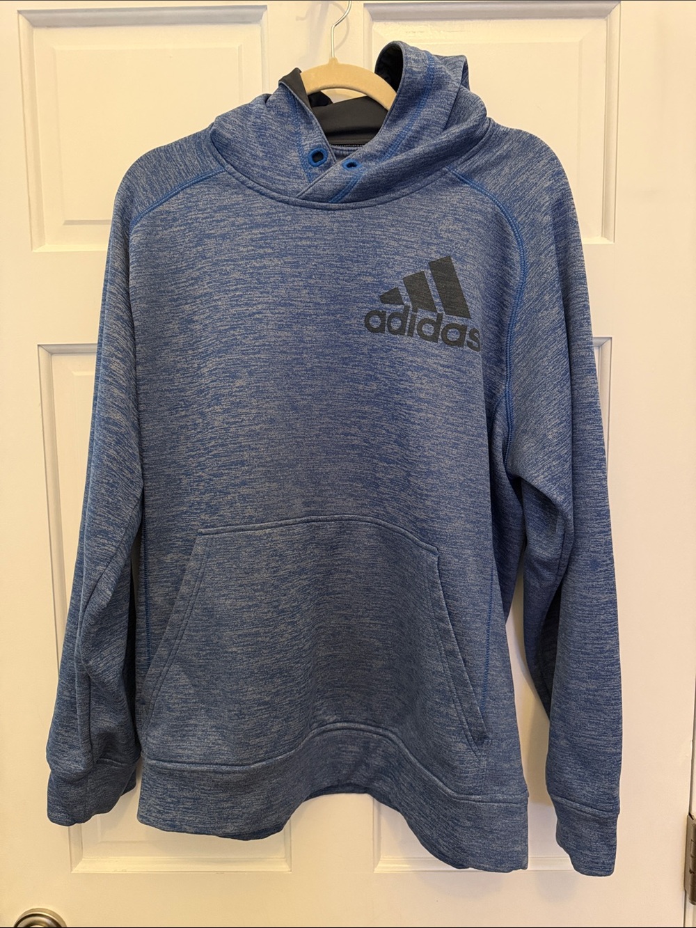 adidas Men's Blue Heather Crewneck with Black Logo